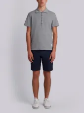 Center-Back Stripe Relaxed Fit Short Sleeve Pique Polo