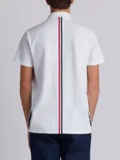 Center-Back Stripe Relaxed Fit Short Sleeve Pique Polo