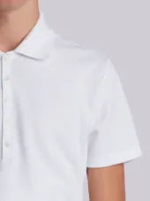 Center-Back Stripe Relaxed Fit Short Sleeve Pique Polo