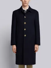 Center-Back Stripe Unconstructed Relaxed Fit Bal Collar Overcoat