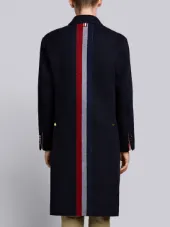 Center-Back Stripe Unconstructed Relaxed Fit Bal Collar Overcoat