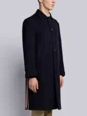Center-Back Stripe Unconstructed Relaxed Fit Bal Collar Overcoat