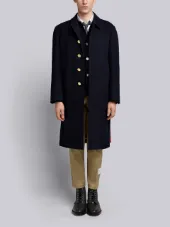 Center-Back Stripe Unconstructed Relaxed Fit Bal Collar Overcoat