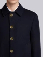 Center-Back Stripe Unconstructed Relaxed Fit Bal Collar Overcoat
