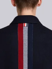 Center-Back Stripe Unconstructed Relaxed Fit Bal Collar Overcoat