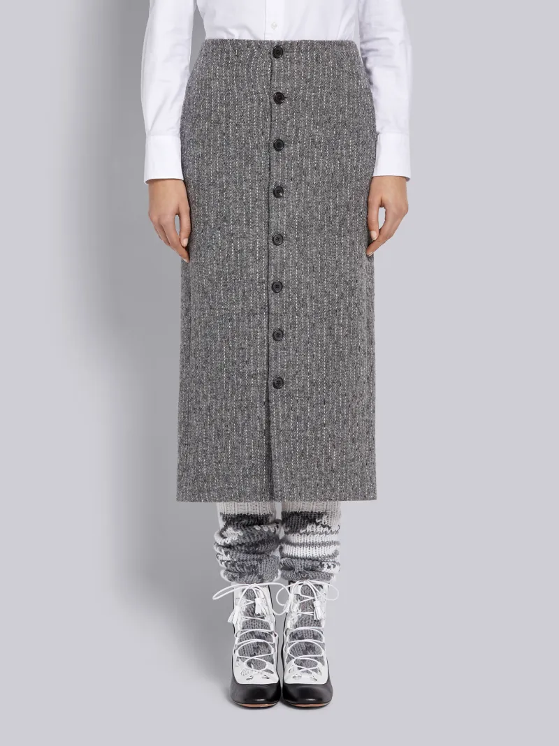 chalk stripe bugle bead cardigan skirt Thom Browne
