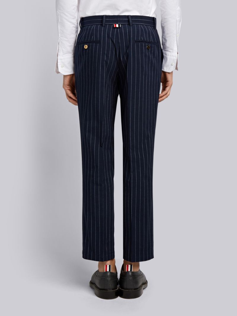 Chalk Stripe Cotton Suiting Unconstructed Chino Trouser