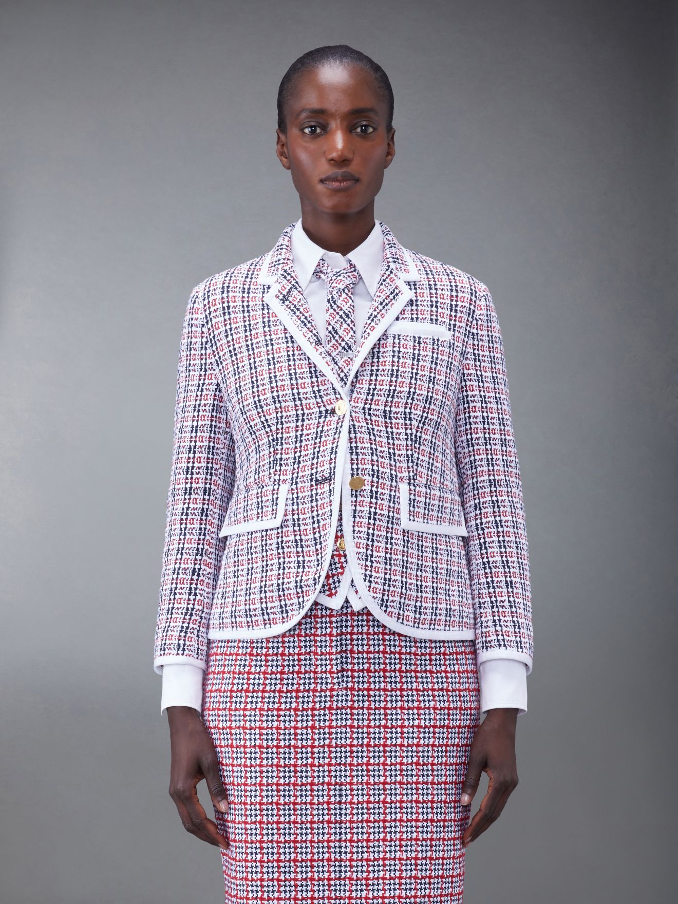 Check Crochet Tweed Slim Fit Sport Coat | Thom Browne