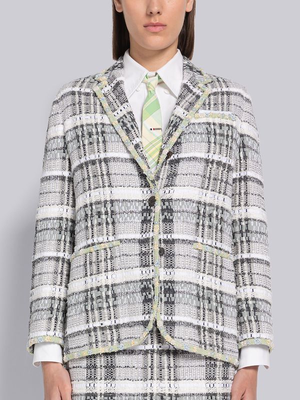 Chenille Madras Tweed Pearl Sack Sport Coat