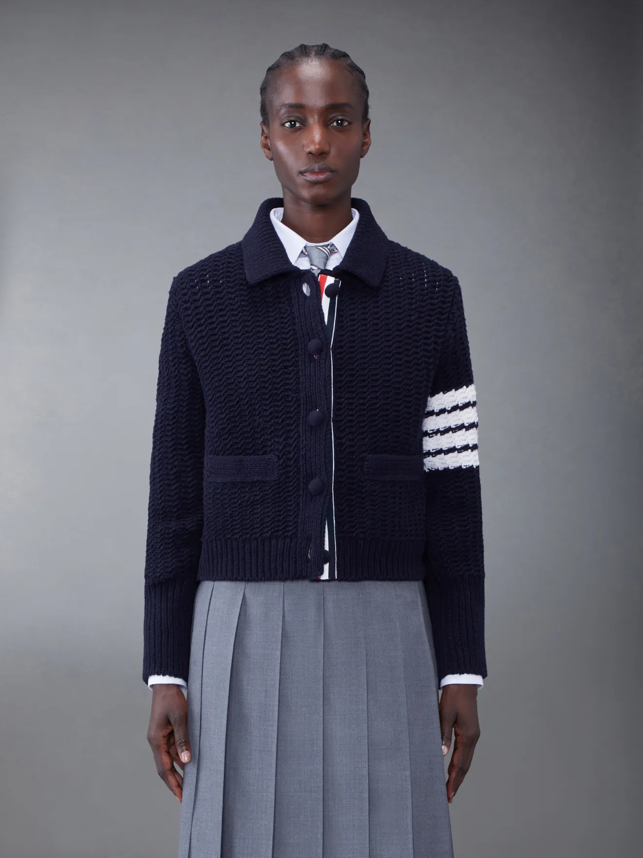 Chunky Merino 4-bar Polo Cardigan Jacket | Thom Browne