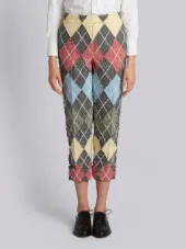 Classic Backstrap Trouser With Argyle Suiting Applique In Herringbone Harris Tweed