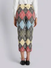 Classic Backstrap Trouser With Argyle Suiting Applique In Herringbone Harris Tweed