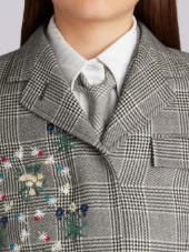 Classic Chesterfield Overcoat With Floral Wallpaper Embroidery In Prince Of Wales Heavy Wool