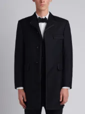 Classic Chesterfield Overcoat With Grosgrain Tipping In 3 Ply Wool Mohair