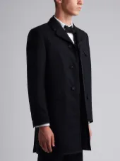 Classic Chesterfield Overcoat With Grosgrain Tipping In 3 Ply Wool Mohair