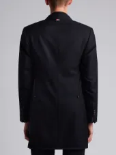 Classic Chesterfield Overcoat With Grosgrain Tipping In 3 Ply Wool Mohair