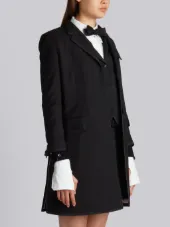Classic Chesterfield Overcoat With Grosgrian Tipping In Black Crepe Suiting