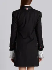 Classic Chesterfield Overcoat With Grosgrian Tipping In Black Crepe Suiting