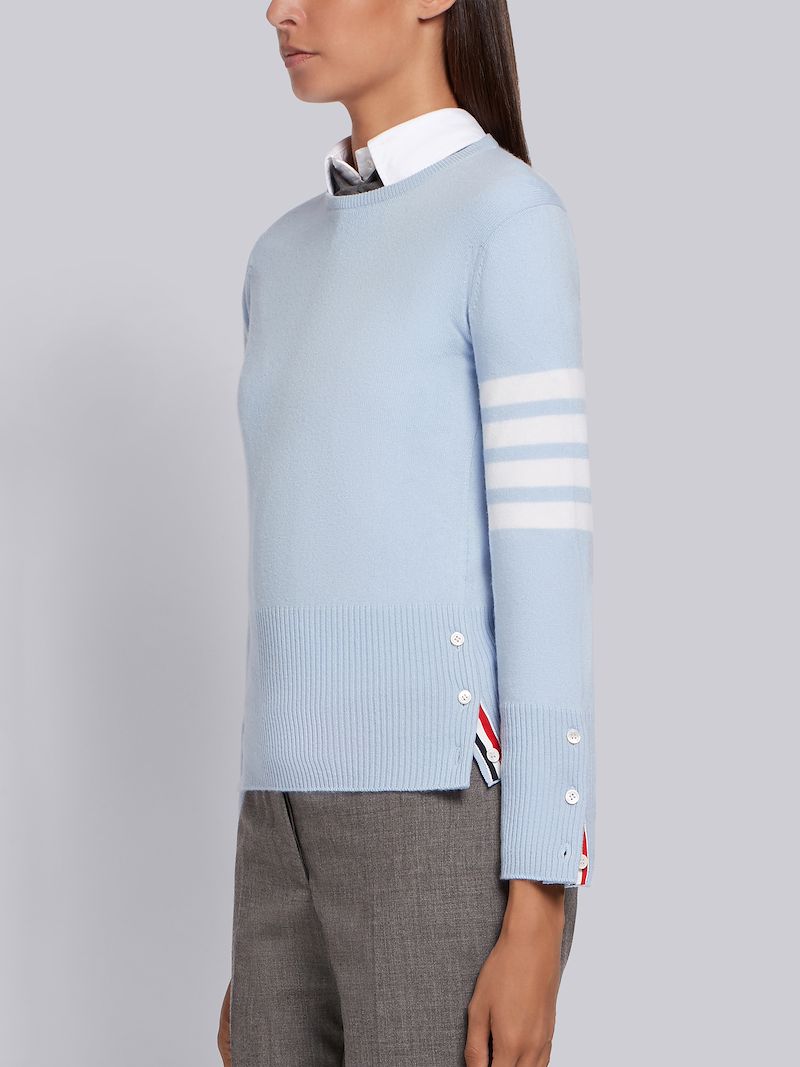 Classic Crewneck Pullover in Cashmere With 4-Bar Sleeve Stripe