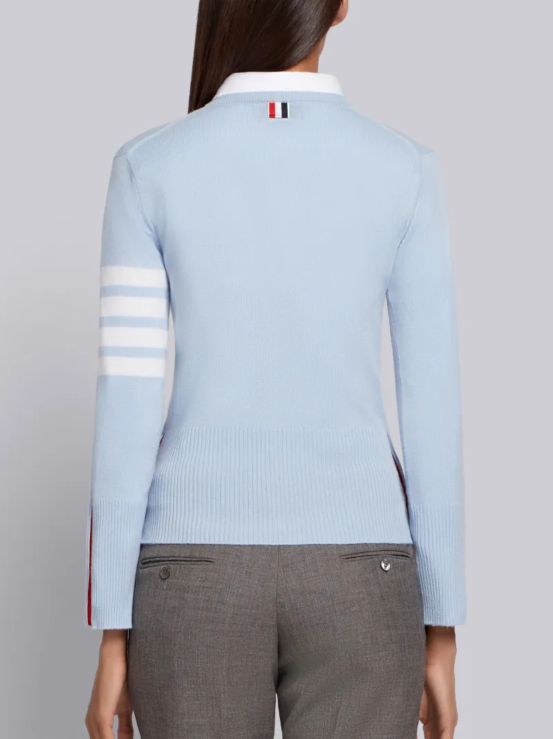 Classic Crewneck Pullover in Cashmere With 4-Bar Sleeve Stripe