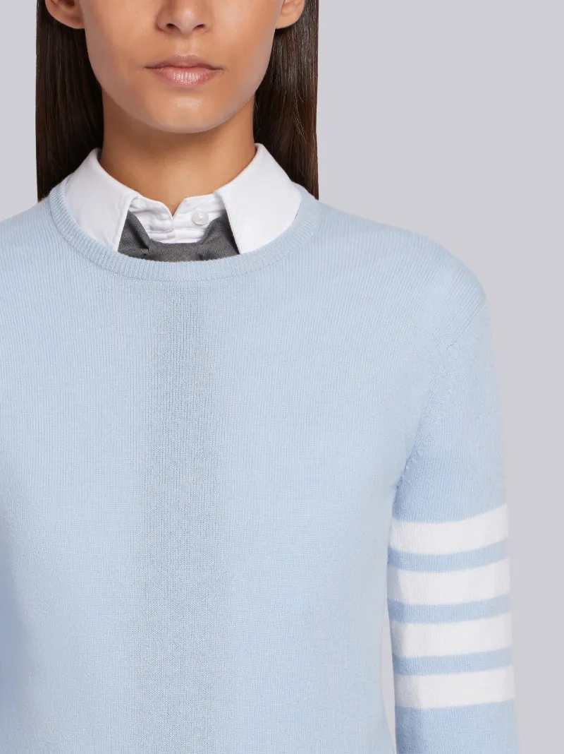 Classic Crewneck Pullover in Cashmere With 4-Bar Sleeve Stripe