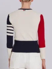 Classic Crewneck Pullover In Funmix Cashmere With 4-Bar Sleeve Stripe