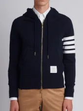 Classic Full Zip Hoodie With Engineered 4-Bar In Classic Loop Back