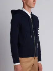 Classic Full Zip Hoodie With Engineered 4-Bar In Classic Loop Back