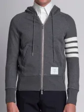 Classic Full Zip Hoodie With Engineered 4-Bar In Classic Loop Back