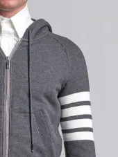 Classic Full Zip Hoodie With Engineered 4-Bar In Classic Loop Back