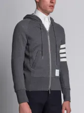 Classic Full Zip Hoodie With Engineered 4-Bar In Classic Loop Back