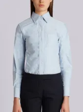 Classic Long Sleeve Button Down Shirt In Blue Oxford