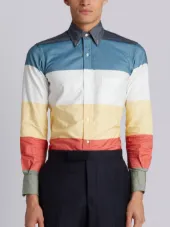 Classic Long sleeve shirt In Multi-Colored Stripe Oxford