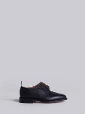 Classic Longwing Brogue Flat In Black Pebble Grain