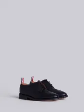 Classic Longwing Brogue Flat In Black Pebble Grain