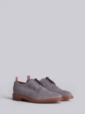 Classic Longwing Brogue With Ecru Welt Stitching & Leather Sole In Grey Suede