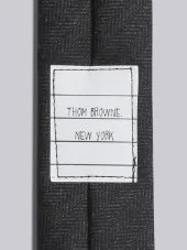 Classic Neck Tie In Charcoal Herringbone