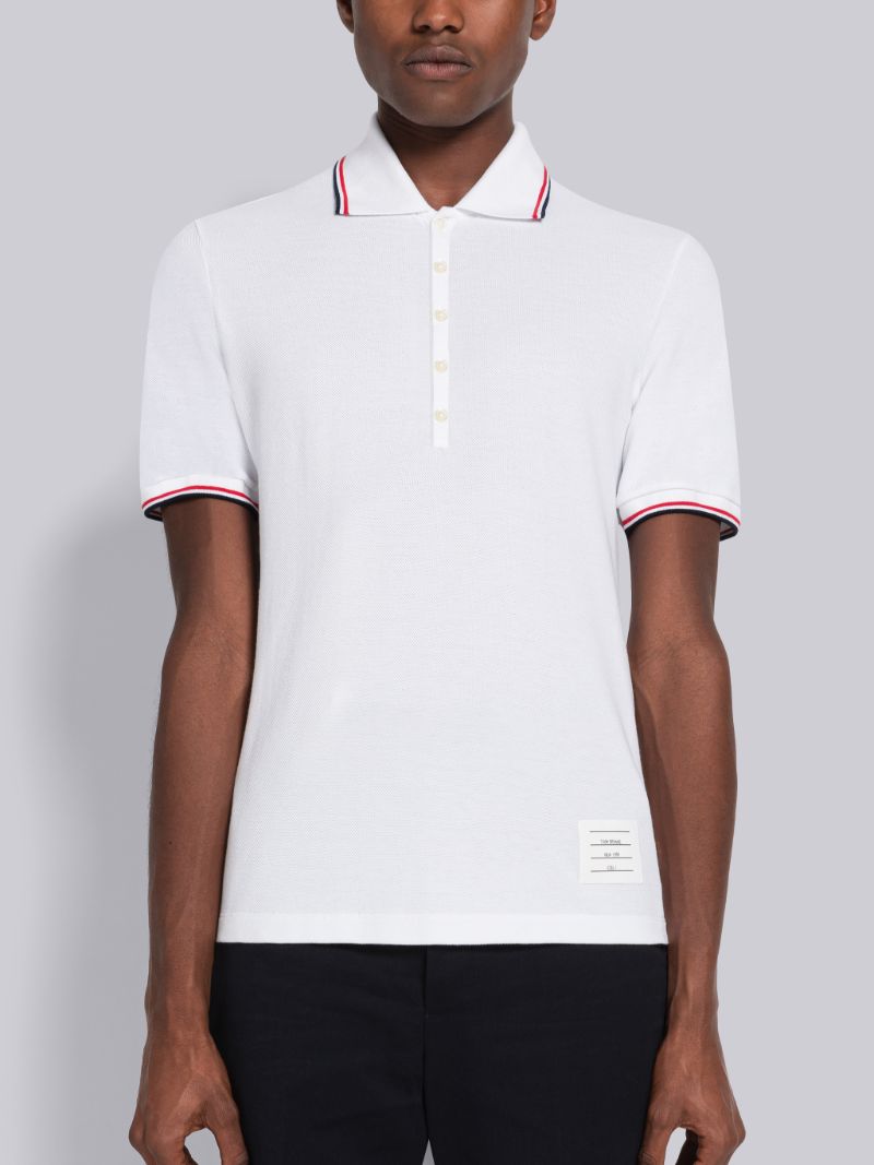 Classic Pique Stripe Short Sleeve Polo