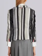 Classic Single Breasted Sport Coat In Funmix Suiting Crochet & Mink Fur Embroidery