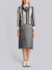 Classic Single Breasted Sport Coat In Funmix Suiting Crochet & Mink Fur Embroidery