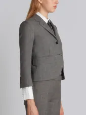 Classic Single Breasted Sport Coat In Medium Grey 2-Ply Wool Fresco