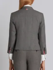 Classic Single Breasted Sport Coat In Medium Grey 2-Ply Wool Fresco