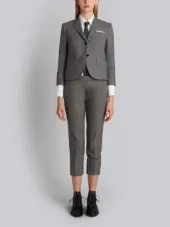 Classic Single Breasted Sport Coat In Medium Grey 2-Ply Wool Fresco