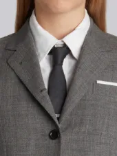 Classic Single Breasted Sport Coat In Medium Grey 2-Ply Wool Fresco