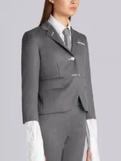 Classic Single Breasted Sport Coat In Medium Grey Cavalry Twill
