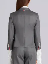 Classic Single Breasted Sport Coat In Medium Grey Cavalry Twill