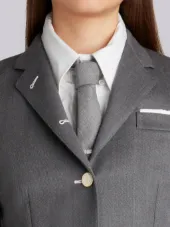 Classic Single Breasted Sport Coat In Medium Grey Cavalry Twill
