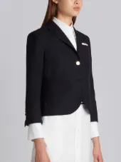 Classic Single Breasted Sport Coat In Navy 2-Ply Wool Fresco