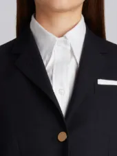 Classic Single Breasted Sport Coat In Navy 2-Ply Wool Fresco
