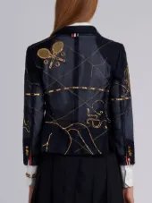 Classic Single Breasted Sport Coat In Organza And Tulle With Allover Zodiac Bullion Embroidery